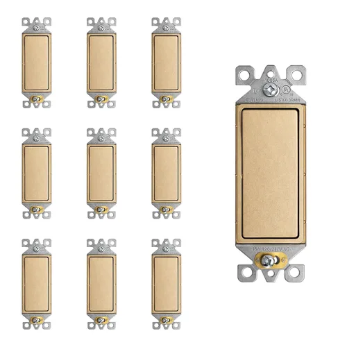 Vista 15 de Elegrp Interruptor de luz, 3 vías, 15 amperios, 120-277 voltios, reemplazo de pared de paleta basculante, corriente alterna, autopuesta a tierra