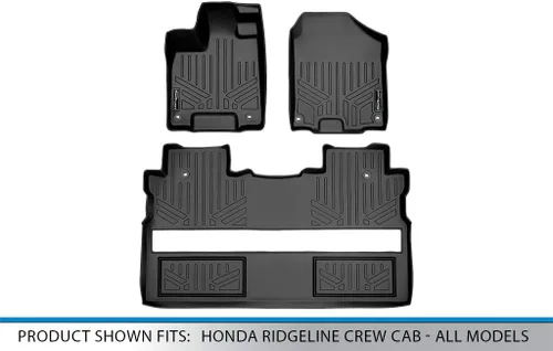 Vista 5 de SMARTLINER Juego de alfombrillas de piso de ajuste personalizado de 2 filas compatibles con Honda Ridgeline 2017-2025