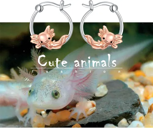 Vista 4 de Aretes de aro de plata de ley 925 con diseño de animales y naturaleza para mujeres, adolescentes, niñas, pequeños unicorniobúho, aretes de aro