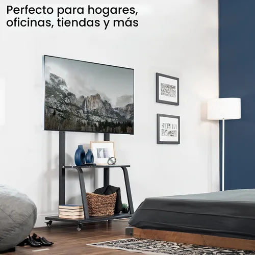 Vista 4 de VIVO Carrito de TV móvil resistente para pantallas de 42 a 100 pulgadas de hasta 330 libras, LCD LED OLED 4K Smart Flat y Paneles curvos, Max