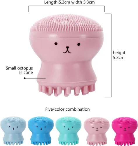 Vista 2 de Vtrem Limpiador facial de silicona para mujer: 5 unidades de pulpo, limpiador facial de silicona para cara para masaje exfoliante profundo, cepillo