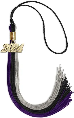 Vista 84 de Endea - Borla de graduación de triple color con gota de fecha dorada (negro/dorado/granate, 2020)