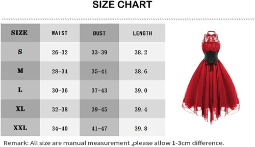 Vista 4 de Vestido de encaje gótico sin mangas para mujer, con corsé, con encaje halter, vestido de cóctel