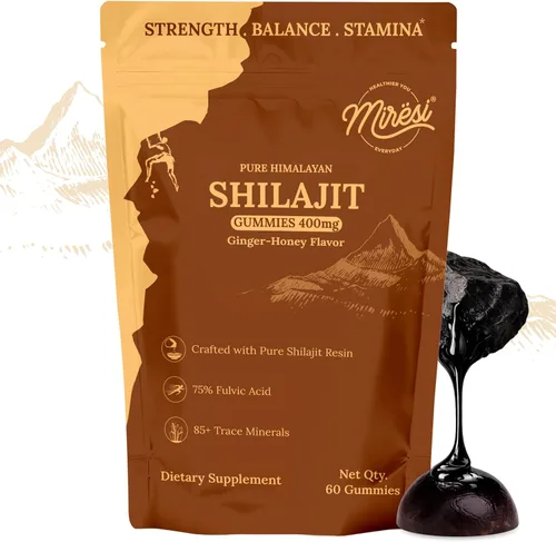 Vista 11 de Miresi Gomitas Shilajit - Sabor a arándanos Ricas en ácido fúlvico y más de 85 minerales traza Apoya la energía, la resistencia