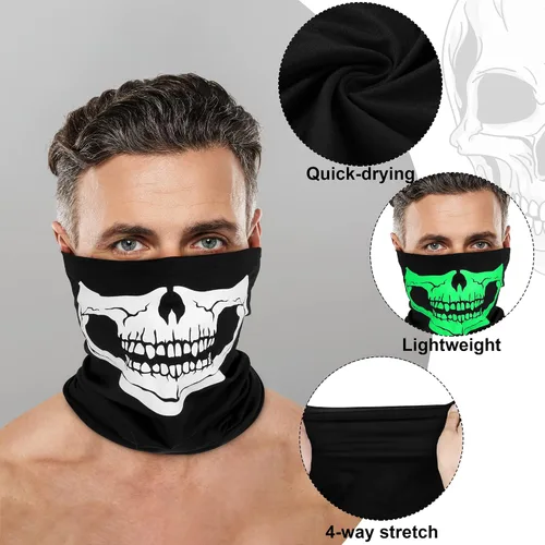 Vista 4 de SOMSOC Disfraz de esqueleto de Halloween para hombre, que brilla en la oscuridad, conjunto de pijama de esqueleto para adultos, diseño de calavera