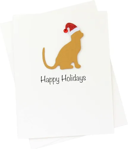 Vista 39 de Black Doodle Bernedoodle - Tarjetas de Navidad (10 unidades), hechas a mano, base blanca, perro con sombrero de Papá Noel Negro