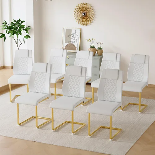 Vista 8 de gopop Juego de 4 sillas de comedor, modernas sillas de cocina y comedor con patas de metal galvanizado, sillas laterales tapizadas para comedor