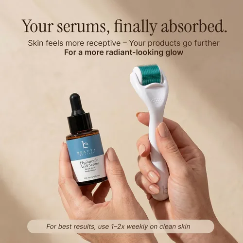 Vista 10 de Derma Roller para cuero cabelludo, barba y cara, rodillo de microagujas con 540 agujas de titanio de 0.010 in, herramienta de microagujas