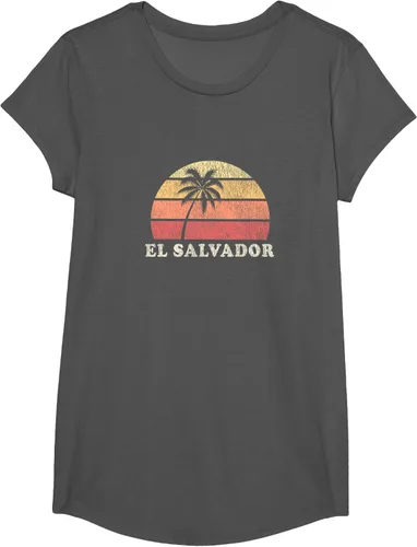 Vista 40 de El Salvador Vintage 70s Retro Throwback Design Camiseta, Azul