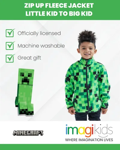 Vista 3 de Minecraft Chaqueta de forro polar con cremallera para niños pequeños y grandes