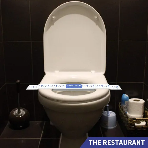 Vista 7 de ESSENTIAL 1000 bandas impresas para asiento de inodoro de 16-1/2 pulgadas de largo x 1-1/2 pulgadas de ancho, tiras de papel para asiento de inodoro