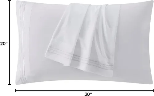 Vista 5 de Clara Clark Fundas de almohada de tamaño estándar – Funda de almohada ultra suave, fundas de almohada de microfibra ligera tamaño Queen – Juego de 2