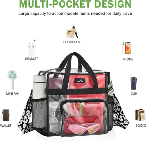 Vista 41 de MAY TREE Bolsa transparente para eventos en estadios de 12 x 6 x 12 pulgadas, bolsa de almuerzo transparente con correas reforzadas para trabajo