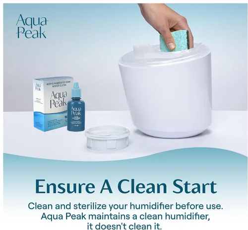 Vista 8 de Paquete de 2 gotas para humidificador para un tanque limpio - Más de 400 usos - Limpiador de humidificador de grado alimenticio - Retrasa