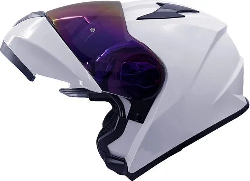 Vista 2 de KRN Casco de motocicleta para adultos, casco modular abatible aprobado por DOT, casco de carreras callejeras con visera de color y pasamontañas