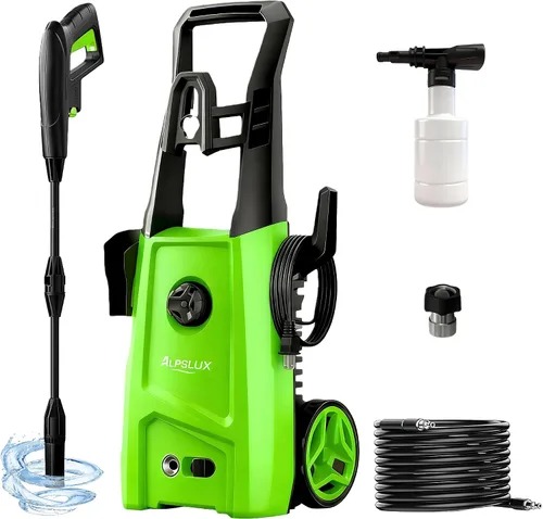 Vista 8 de Lavadora a presión eléctrica Lavadora eléctrica con boquilla ajustable, máquina de limpieza a presión con cañón de espuma para automóviles, vallas
