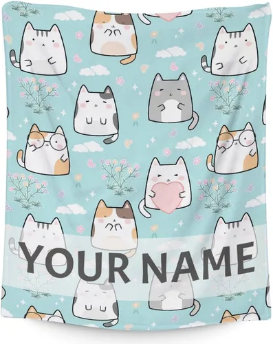 Vista 10 de Manta de gato para regalo, 30 x 40 pulgadas, bonita manta de gato para niños, mantas negras de felpa suave y esponjosa para sofá, oficina