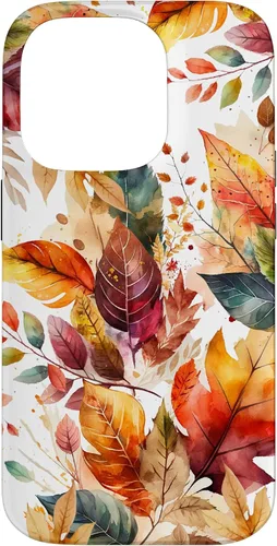 Vista 17 de Funda para iPhone 16 Aesthetic Autumn Fall Colorful Leaves Watercolor Art