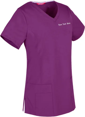 Vista 14 de Camiseta médica bordada para mujer personalizada con tu texto Manzana Verde (Apple Green)