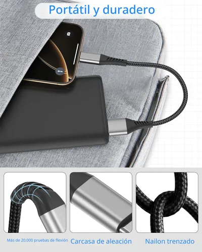 Vista 4 de Umefly Cable de carga corto para iPhone de 1 pie, paquete de 2 cables USB a Lightning para automóvil, cable de carga de iPhone de 1 pie para iPhone