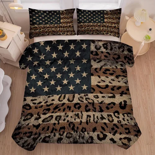 Vista 33 de kxry Juego de edredón de 250 años de Estados Unidos, tamaño individual, ropa de cama vintage de estatua de la libertad y bandera estadounidense