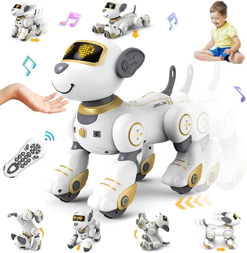 Vista 8 de VATOS - Perro robot de control remoto para niños - Perro robot de juguete interactivo con toque y seguimiento, robot perro de 17 funciones, cachorro