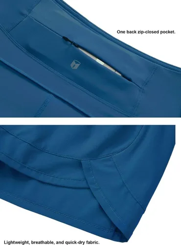 Vista 5 de Tough Mode - Pantalones cortos para mujer, ligeros, con forro de malla, 3 pulgadas, bolsillo con cremallera, para hacer ejercicio, correr