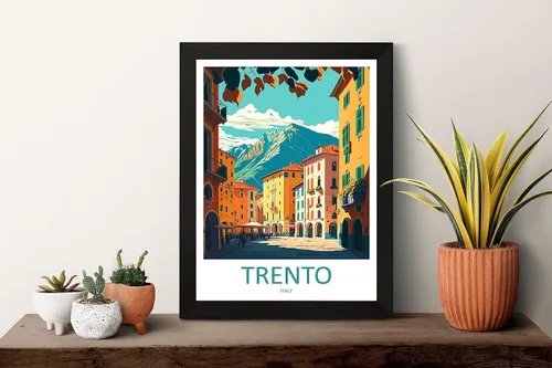 Vista 2 de Trento - Impresión de viaje para pared, Trento Italia, decoración del hogar, Trento Art Lovers Wall Art Print Trento Italia Art Trento