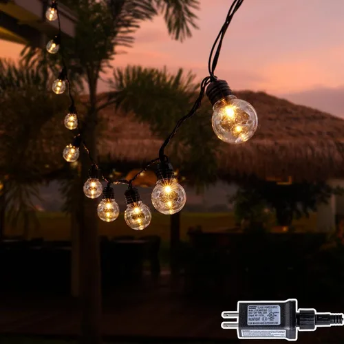 Vista 8 de 100 luces LED de 15 metros de bolas de Navidad redondas G30 al aire libre, luces de bolas pequeñas de Navidad redondas G30, impermeables