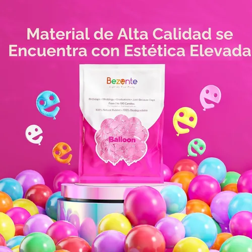 Vista 6 de Bezente - Globos redondos de látex cromado metálico plateado para helio, paquete de 100 unidades de 12 pulgadas Globos plateados para decoraciones