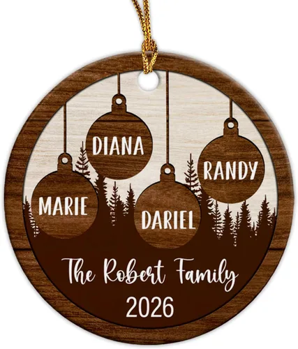 Vista 10 de Adorno de cerámica personalizado para aniversario de Navidad 2025, adorno de cerámica de Navidad de aniversario de boda, adorno de Navidad