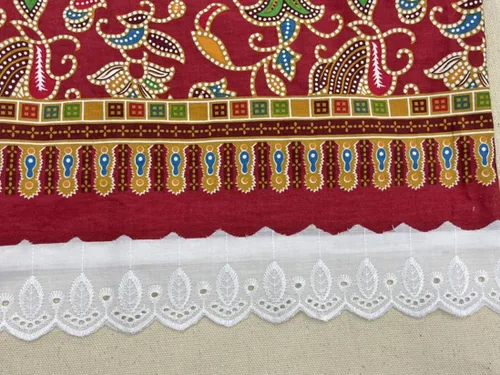 Vista 4 de AMORNPHAN 15 yardas de 2 pulgadas de ancho con ojales de algodón blanco con ribete de encaje, tela bordada floral, mantel, mantas, almohadas