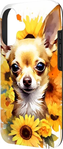 Vista 2 de Chihuahua Dog Watercolor Funda de girasol Chihuahua para iPhone 17