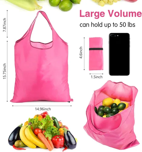Vista 4 de Silkfly 24 bolsas de comestibles reutilizables plegables duraderas para reciclaje a granel con asas, bolsa de almacenamiento lavable