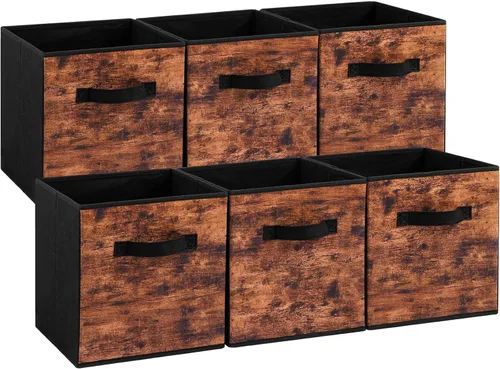 Vista 9 de Stero Cubos de almacenamiento de tela, paquete de 3 contenedores plegables con asa, cestas de almacenamiento de 11 pulgadas caja para estantes