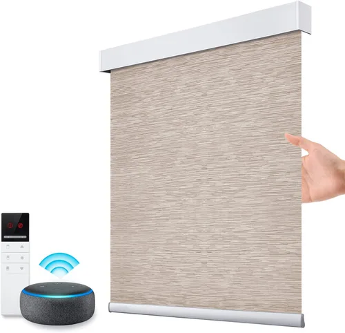 Vista 25 de ZSTARR Persianas opacas motorizadas con control remoto inteligente, persianas enrollables recargables inalámbricas para ventanas, oficina, hogar