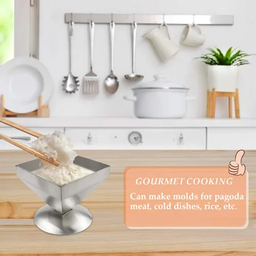Vista 6 de DOERDO Molde de acero inoxidable pirámide para alimentos, moldes de presentación de alimentos para tartas, platos para servir en el hogar