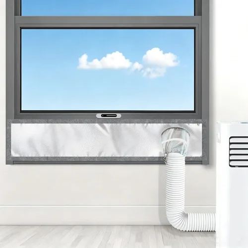 Vista 13 de Kit de ventana de aire acondicionado portátil resistente de 40 pulgadas, protector térmico de papel de aluminio reflectante, 100% opaco e