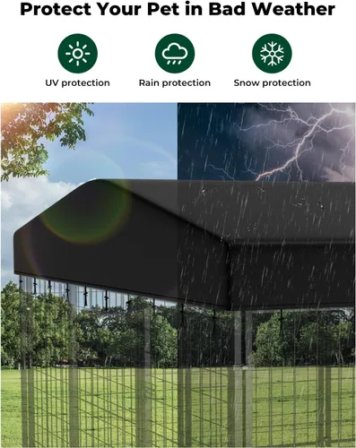 Vista 7 de PawGiant Funda de repuesto para perrera para exteriores, cubierta impermeable 420D resistente a los rayos UV para recinto grande de 9.8 x 9.8 pies