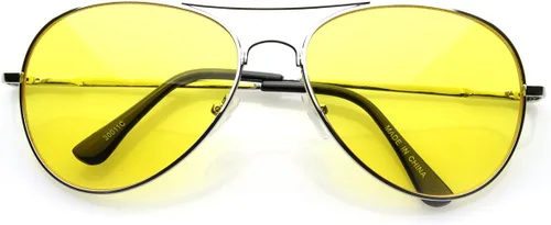 Vista 6 de zeroUV Gafas de aviador de metal plateado premium coloridas con lentes de sol de color Verde