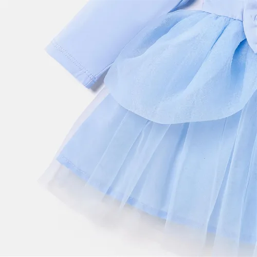 Vista 6 de Disney Vestido de princesa con estampado de tutú para niña, con volantes, manga larga, tutú para fiesta
