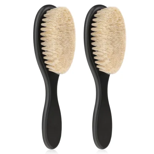 Vista 9 de Mozeat Lens Cepillo de pelo, 2 piezas de cerdas naturales de jabalí, mango de ABS, cepillo de peluquero profesional para desenredar, alisar