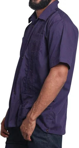 Vista 2 de G-style EE. UU. Remera playera mangas cortas de guayabera cubana para hombres