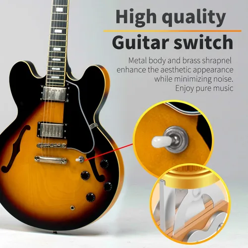 Vista 3 de SAPHUE Interruptor de palanca de 3 vías para guitarra de 3 vías, corto, recto, blanco perla, parte superior cromada, pomos cromados para Gibon