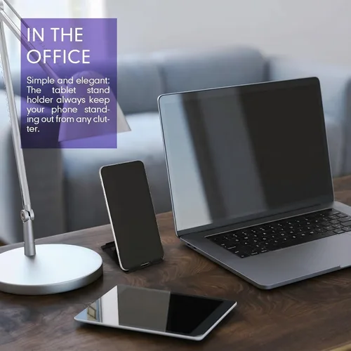 Vista 6 de Macarrie 24 soportes para teléfono celular, soporte universal plegable para tablet para escritorio, compatible con teléfonos inteligentes 13, 12, 11