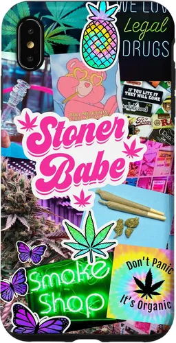 Vista 11 de Girly Stoner - Funda para iPhone 17 con collage de cannabis, marihuana 420
