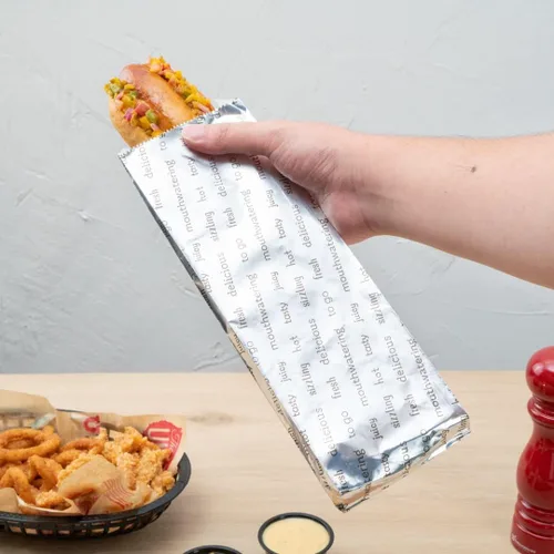 Vista 6 de Restaurantware Bag Tek - Bolsas para perros calientes de 3.7 x 1.2 x 12 pulgadas, 100 envoltorios grandes para perros calientes, resistentes al