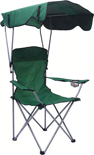 Vista 10 de Camping Chair with Canopy Foldable Oxford Fabric Portable Beach Fishing Sun Shade Black 50 * 50 * 90/120CM