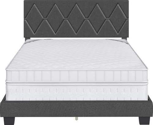Vista 6 de Boyd Sleep Cama tapizada de lino negro con cabecera ajustable, tamaño individual, con base o somier calificado para su uso
