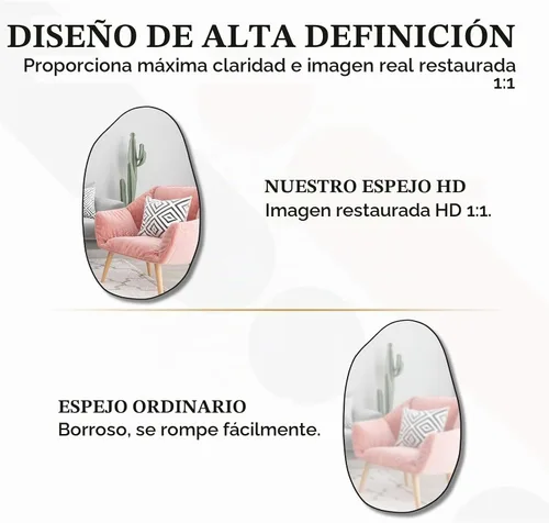 Vista 7 de Espejo asimétrico irregular montado en la pared, espejo de tocador único, espejo de tocador con forma decorativa para sala de estar, baño